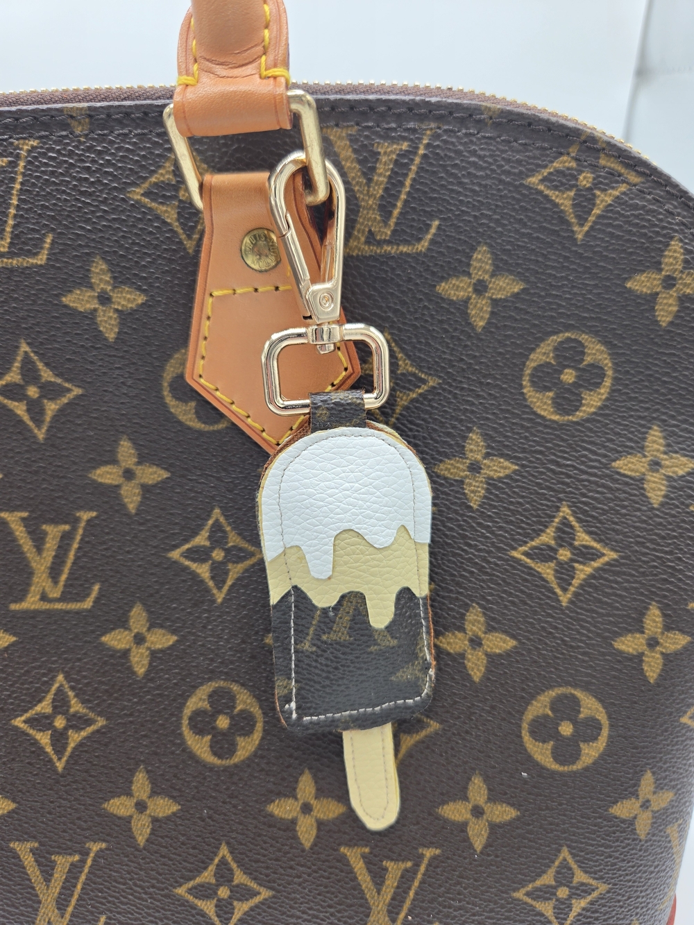 Upcycled Louis Vuitton Handmade Brown Monogram Popsicle Bag Charm Keychain